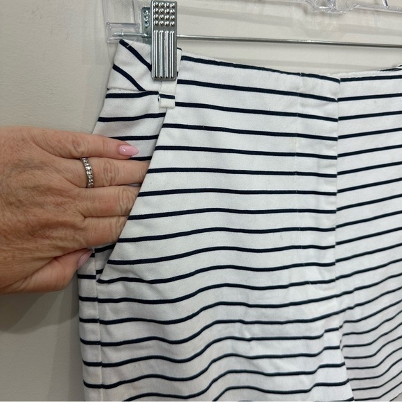 Zara Dressy Nautical Stripe Shorts White Navy Blue High Waist - Picture 3 of 5